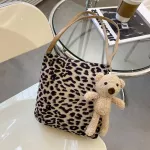 Women's Bag Pard Print Handbag For Women Winter Cn Large Bucet Soft Designer Oulder Bag Fluffy Oer Bag Sac