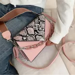 Smooza Women Ca Handbag New L-Match Ladies Oulder Mesger Portable Chain Snae Pattern Mini Square Bag