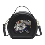 Fun BRDERY PU Leather Round Ladies Mesger Bag Ladies Oulder Bag Women Ss and Crossbody Bags