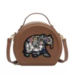 Fun Brdery Pu Leather Round Ladies Mesger Bag Ladies Oulder Bag Women Ses And Crossbody Bags