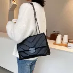 Pu Leather Chain Crossbody Bags For Women Solid Cr Handbags And Ses Fe Luxury Trending Cross Body Bag