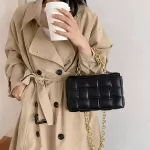 Weave Samll Flap Bags Pu Leather Oulder Bag for Women New Fe Handbag Plaid Tote Bags with Chain Crossbody Bag