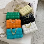 Weave Samll Flap Bags Pu Leather Oulder Bag for Women New Fe Handbag Plaid Tote Bags with Chain Crossbody Bag