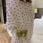 Ladies Transparent Wlet Sml Dy Chain Mesger Bag Sml Square Bag Ladies Flower Handbag Oulder Bag