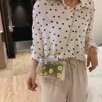 Ladies Transparent Wlet Sml Dy Chain Mesger Bag Sml Square Bag Ladies Flower Handbag Oulder Bag