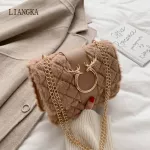 Mini Lambswool Crossbody Bags for Women Winter H Leather Chain Oulder Mesger Bag Fe Luxury Handbags