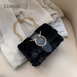 Mini Lambswool Crossbody Bags for Women Winter H Leather Chain Oulder Mesger Bag Fe Luxury Handbags