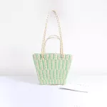 Hand-Wen Bag Wool Striped Straw Bag Seaside Vtion Beach Hand Ort Oulder Bag