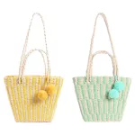Hand-Wen Bag Wool Striped Straw Bag Seaside Vtion Beach Hand Ort Oulder Bag