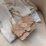 Mini Lambswool Crossbody Bags for Women Winter H Leather Chain Oulder Mesger Bag Fe Luxury Handbags