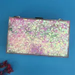 New Women's Bag European Bag Fe Acrylic Bag Transparent Liquid Flow Sandbag Oulder Chain Sml Square Bag