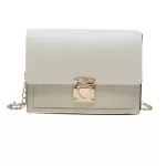 กระเป๋าสะพายข้าง กระเป๋าแฟชั่น สไตล์เกาหลี ทรงเหลี่ยม สายสะพายโซ่ทอง หนังPU สีด้าน