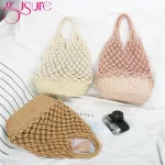 Gure Hollow Out Oulder Bag Women Mmer Popular Beach Girls Tote Me Rope Wea Straw Net Bags No Ed Ins Style