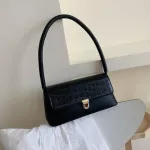New Tor Crocodile Leather Mini Women Oulder Baguette Bags Armpit Bags Women's Retro Celebrity Handbags Bolsas