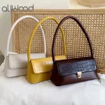 New Tor Crocodile Leather Mini Women Oulder Bags Baguette Bags Armpit Bags Women's Retro Celebrity Handbags Bolsas