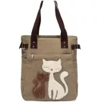 New Canvas Oulder Bag Cute Cat Fe Handbag Print SML Reusable Ca NG BAG FE MUMMY BAG