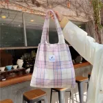 Canvas Tote Oer Bag For Women Large Woman Cn Cloth Oulder Ng Bags Striped Fe Handbags Eco Beach Travel