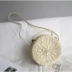 พร้อมส่ง กระเป๋าสานกระเป๋าสะพายข้าง ทรงวงกลม รอบชายหาด ใช้ถือได้  ใส่ได้ทุกสไตล์ แบบใหม่