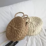 พร้อมส่ง กระเป๋าสานกระเป๋าสะพายข้าง ทรงวงกลม รอบชายหาด ใช้ถือได้  ใส่ได้ทุกสไตล์ แบบใหม่