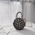 พร้อมส่ง กระเป๋าถือ/สะพายข้าง กระเป๋าสานแฟชั้นทูโทน ทรงกลม ใส่ได้ทุกสไตล์ แบบใหม่