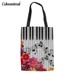 Cranim Music Note Pattern Women Eco -Friendly Handbag Youth Girl Ca Canvas -Handle Bag Beach Tote Bag