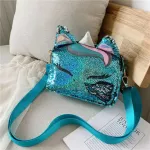 LOCT HANDBAGS for Girls Travel Women Cartoon Printing Oulder Bags Sequins Leather Crossbody Bag