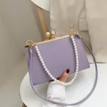 CA PU Leather Clip Women's Oulder Bags Pearl Handle Ladies Ning Clutch SE SOLID CR Handbags Bolsos