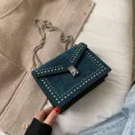 Dihope Scrub Leather SML OULDER MESGER BAGS for Women Chain Chain Chain Rivet Loc Crossbody Bag Fe Travel Mini Bags