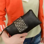 Women Leather Handbag Rivet Stud Day Clutch Bag Wlet Women Card Bag Cn Se Lady Wristlet Dropiing