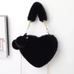 F Fur Winter Women Handbags Heart SD Oulder Bag Fe Clutch SE Chain Mesger Bag H Oulder Crossbody Bag