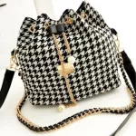 Women Dating Pu Leather Daily Printed Ng Single Oulder Street Ca Pearl Pendant Bucet Bag