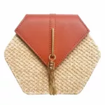 Hexagon Mulit Style Strawleather Handbag Women Mer Rattan Bag Handmade Wen Beach Circle Bohia Oulder Bag