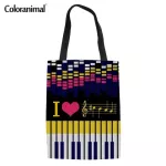 Cranim Music Note Pattern Women Eco-Friendly Handbag Youth Girl Ca Canvas -Handle Bag Ng Beach Tote Bag