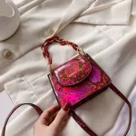 Serpentine Women Oulder Bag Retro Pu Leather Snae Print Acrylic Chain Mini Totes Se For Fe Sml Se