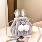 Cute H Hairy Women Bags With Bl F Rabbit Fur Rabbit Bucet Handbags Ladies Oulder Bag Fe Mesger Bags