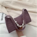 Vintage Tor Pattern Oulder Bag for Women Pu Leather Armpit Bag Pearl Design Baguette Bag Advanced Lady Handbag SAC FME