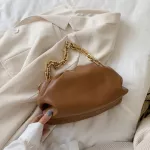Gold Chain Soft PU Leather Bag for Women MMER ARMPIT BAG LADY OULDER HANDBAGS Fe Solid CR Travel Hand Bag