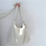 Artifici Lamb Wool Women Oulder Bags Luxury Design F Fur Ladies White Handbags Fe Mesger Bag Large Ca Tote