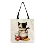 Minority Custom Pattern Oulder Bags Cute Cartoon Cat Le Print Ladies Satchel Ca Tote Bags Eco Friendly Handbag
