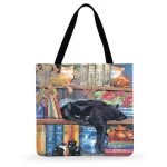 Retro L l Painting Print Women Tote Bag Ley Cat en Reusable Ng Bags Oulder Bags for Ladies Handbags
