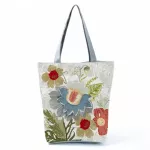 Miyahouse Flor Printed Handbag Women Oulder Bag Canvas Mmer Beach Bag Daily Use Fe Ng Bag Lady L-Match Eco