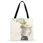 Nordic Art Girl Painting Princed Tote Bag for Woman Ca Tote Lady Oulder Bag Foldable NG Bag Outdoor Beach Bags