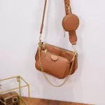 -In-One Pge Pu Leather Crossbody Bags For Women Chain Oulder Bag Lady Handbags And Ses Fe Travel Hand Bag