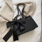 Ribbon Design Pu Leather Crossbody Bags For Women Chain Branded Oulder Bag Fe Luxury Sml Handbags And Se