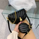 Hi-Quity Chain Handbags New Trendy L-Match One Oulder Mesger Bag Orean Version Pu sml Square Bag