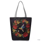 Fe Canvas Handbag Brdery Flor and Bird Princed Lady Oulder Bag Mer Women Tote Eco NG BAG