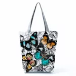 Fe Canvas Handbag Brdery Flor and Bird Princed Lady Oulder Bag Mer Women Tote Eco NG BAG