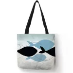 Nordic Style Fi Print Tote Bag en Reusable Ng Bags with Print Travel Beach Bags Portable Pouch