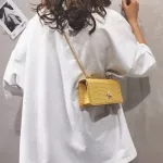Women Bags Stone Pattern PU Leather Oulder Mesger Bag Lady Crossbody Mini Bag Fe Crown with Chain