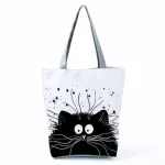Outdoor Ca Tote B Cat Printed Tote Bag For Women Foldable Ng Bag Polyer Faric Bag Ladies Oulder Bag Custom